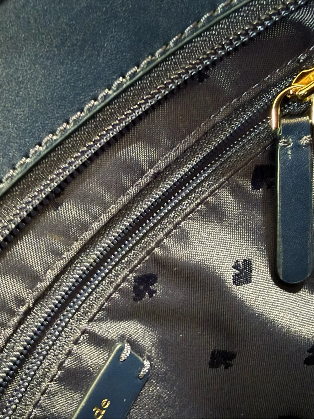 kate spade New York navy blue Leather Tote Bag